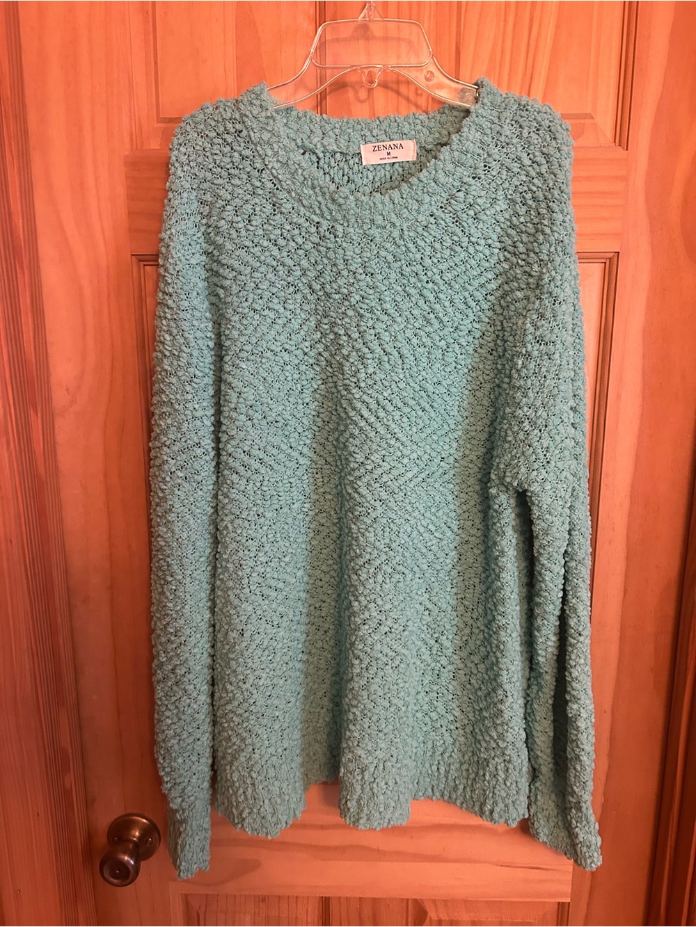 Zenana Outfitters Seafoam Loop Knit Crewneck Sweater
